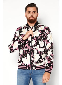 INC Men Floral Print Bomber Jacket, Black Combo  - Image 1