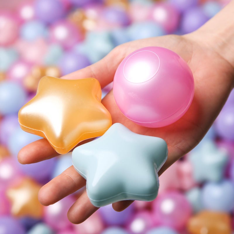 TRENDPLAY Star Ball Pit Balls 100 for Toddlers - Ball Pit Ball Shapes Plastic Balls for Boys Girls Ball Pit Fun  Birthday Party  Christmas Decoration Pearl Mermaid Colors - Image 3