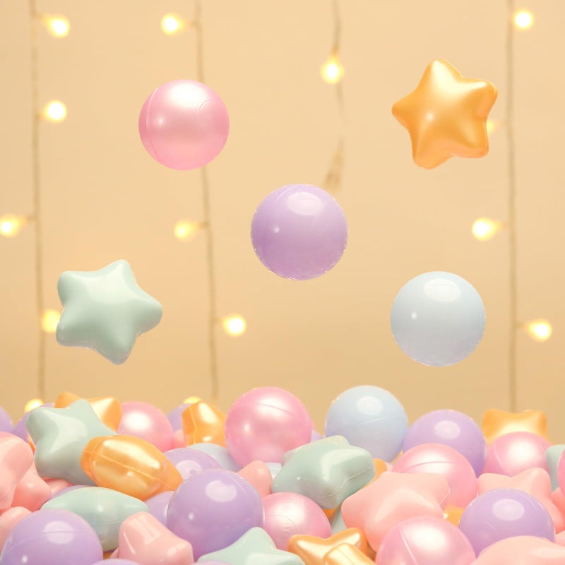 TRENDPLAY Star Ball Pit Balls 100 for Toddlers - Ball Pit Ball Shapes Plastic Balls for Boys Girls Ball Pit Fun  Birthday Party  Christmas Decoration Pearl Mermaid Colors - Image 5