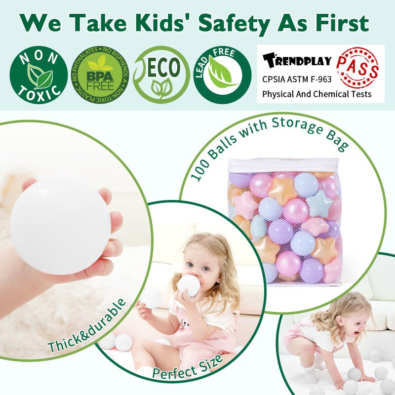 TRENDPLAY Star Ball Pit Balls 100 for Toddlers - Ball Pit Ball Shapes Plastic Balls for Boys Girls Ball Pit Fun  Birthday Party  Christmas Decoration Pearl Mermaid Colors - Image 2