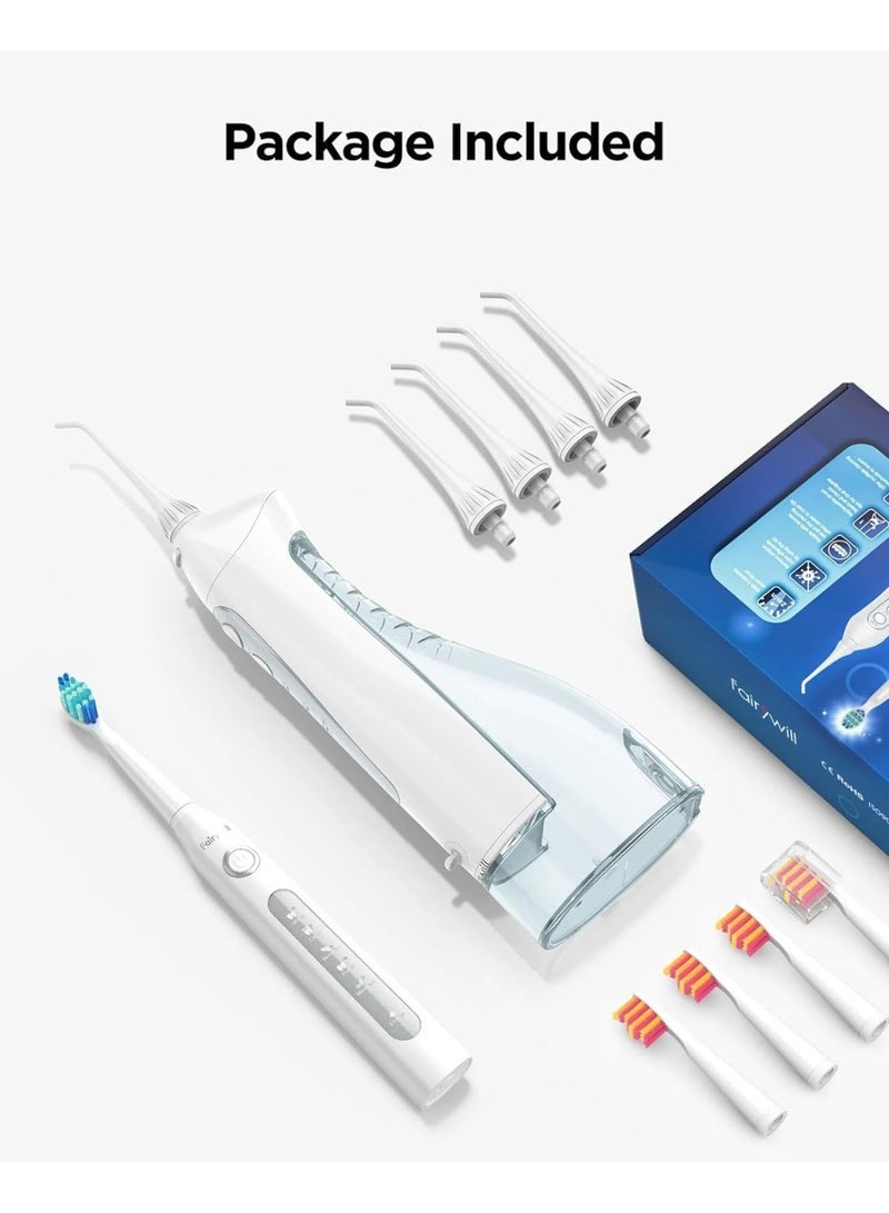 Fairywill Smart Oral Care Combo 5020E, Water Flosser and Electric Toothbrush with 507 Toothbrush Set for Braces Bridges Care - Image 4