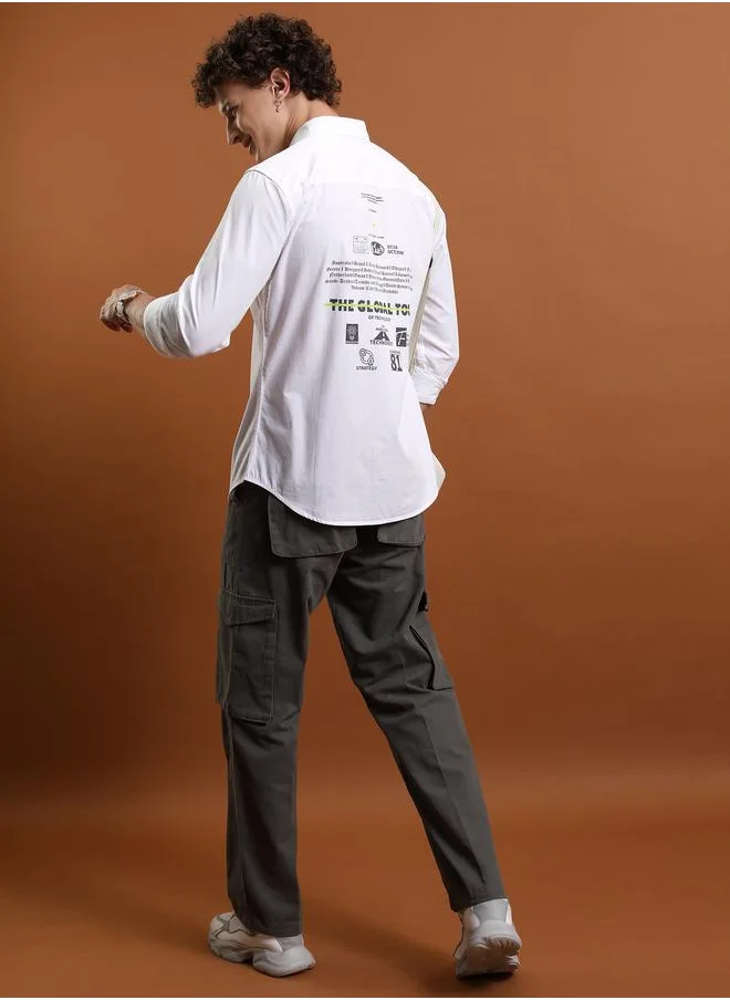 Ketch Slim Fit Typography Print Cotton Casual Shirt by Styli