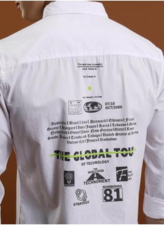 Ketch Slim Fit Typography Print Cotton Casual Shirt by Styli  - Image 5