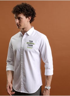 Ketch Slim Fit Typography Print Cotton Casual Shirt by Styli  - Image 4