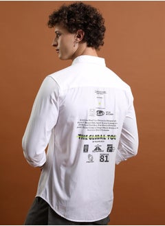 Ketch Slim Fit Typography Print Cotton Casual Shirt by Styli  - Image 1