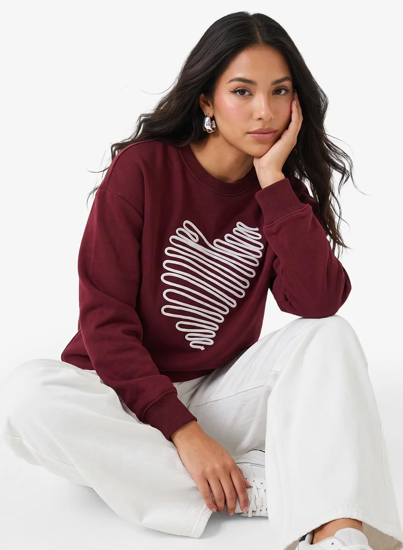 Ginger  Crew Neck Oversize Graphic Sweatshirt for Women | Best Price UAE
