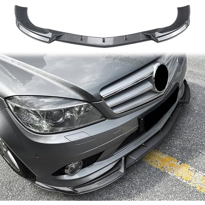 FINMOKAL سبويلر أمامي للسيارة متوافق مع بنز C Class W204 2008-2010 AMG لاين، مظهر ألياف الكربون - Image 1