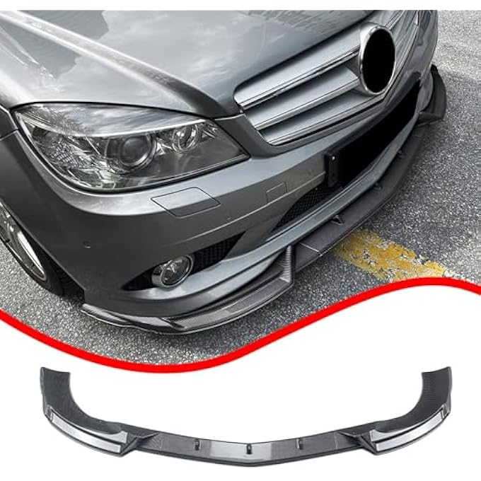 FINMOKAL سبويلر أمامي للسيارة متوافق مع بنز C Class W204 2008-2010 AMG لاين، مظهر ألياف الكربون - Image 5