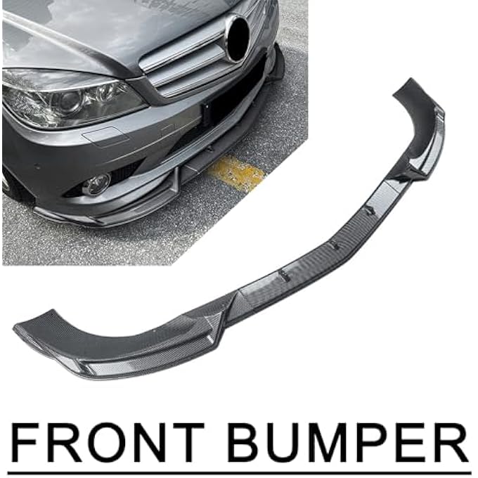 FINMOKAL سبويلر أمامي للسيارة متوافق مع بنز C Class W204 2008-2010 AMG لاين، مظهر ألياف الكربون - Image 2