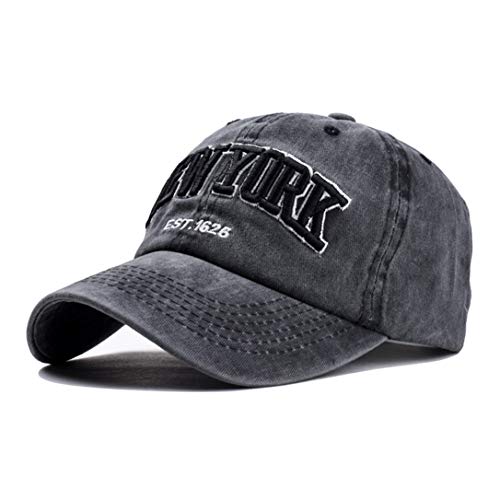 Eohak Baseball Hat New-York Distressed-Adjustable-Strapback - Washed Twill Dad Hat Unisex Black - Image 1