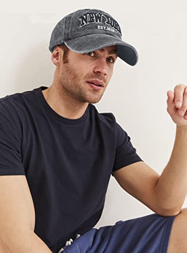Eohak Baseball Hat New-York Distressed-Adjustable-Strapback - Washed Twill Dad Hat Unisex Black - Image 5