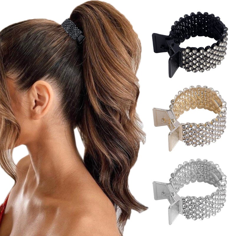 FRDTLUTHW 1.77Inch Small Hair Claw Clips for High Ponytail, Rhinestone Shark Hair Clips for Women Thick Long Hair(Pack of 3) - Image 1