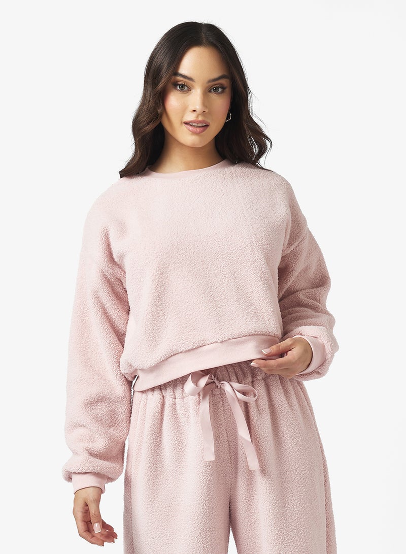 Ginger Basics Cozy Lounge Borg Sweat & Wide Leg Pant Set - Image 3