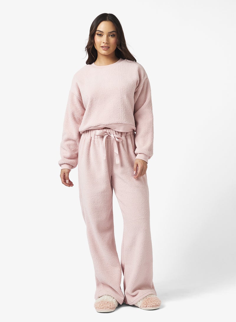 Ginger Basics Cozy Lounge Borg Sweat & Wide Leg Pant Set - Image 5