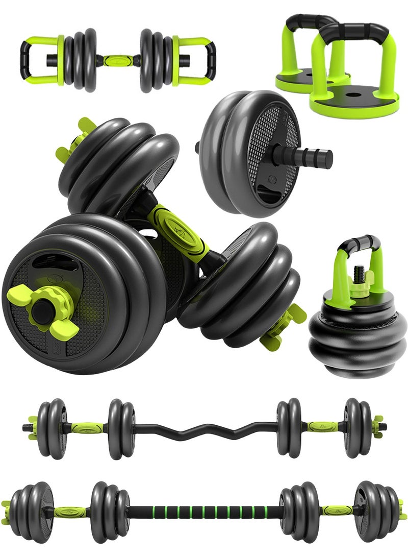 30KG Freely Adjustable Dumbbell Barbell Kettlebell Set Home Office Gym Muscle Exercise Body Shaping Multifunctional 6-in-1 Combination Set for Men and Women