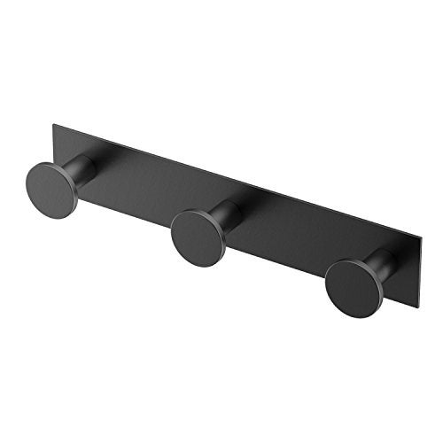 Gatco 1288MX Glamour Rectangular 3 Hook Triple Robe Hook Rack Wall Mounted Hook for Bathroom Towels Robes Coats 11 Inch Total Length Matte Black - Image 1