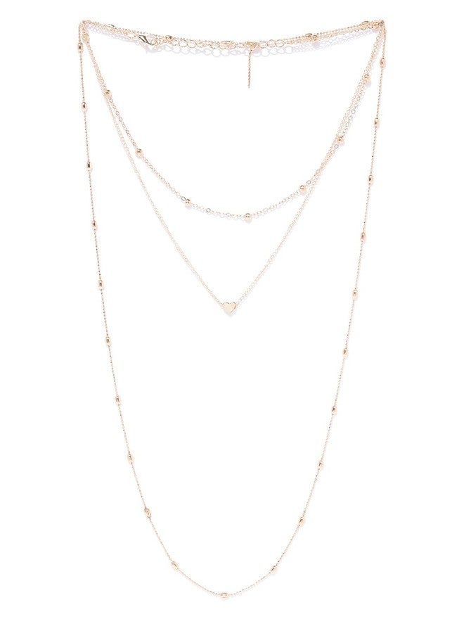 OOMPHelicious Jewellery Set of 2 Gold Tone Link Chain Heart & Lock Multi Layer Necklaces for Women & Girls - Image 3
