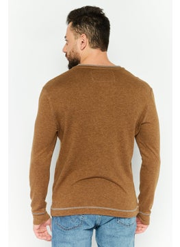 TRUE GRIT Men Henley Neck Long Sleeve Heather T-Shirts, Mocha  - Image 4