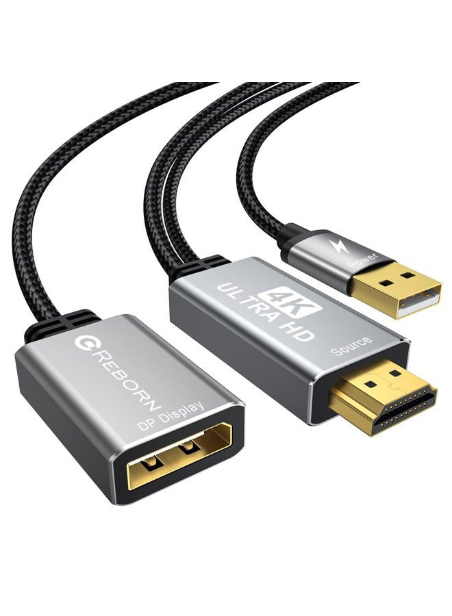 REBORN Active HDMI to DisplayPort Adapter | 4K@60Hz Converter [1Pack] Unidirectional HDMI Source to DP Display HDR Compatible with Laptop,AMD,NVIDIA,PS5,Xbox and More - Image 1