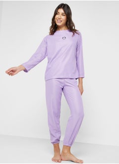 Ribbed Long Sleeves Top & Pyjama Set