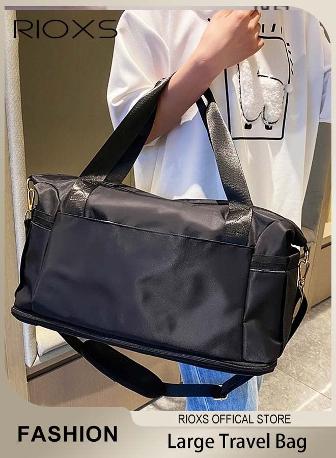 RIOXS 46*21*26cm Travel Bag, Carry-on Crossbody Luggage Bag, Travel Tote Bag over the Luggage Handles, Dry and Wet Separated Carry-on Bag, Weekender Bag with Shoe Compartment, Suitable as Gym Bag, Carry-on Luggage, Travel Bag, Weekend Overnight Bag, Personal Items Bag  - Image 1