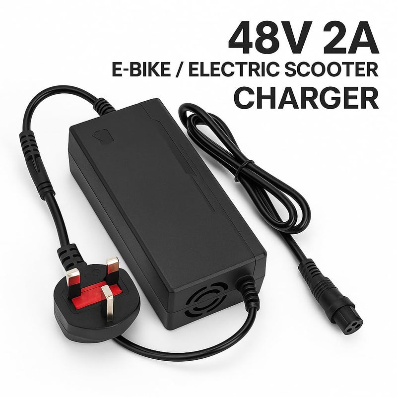 Fukukawa شاحن فوكوكابا® ‎48V2A للسكوتر الكهربائي والدراجة الكهربائية | شاحن بطارية ليثيوم ذكي ‎220V ‎50Hz بقدرة قصوى ‎120W | خرج ‎DC ‎54.6V مع موصل ثلاثي (3-Pin) وقابس بريطاني | محول شحن سريع وآمن - Image 5