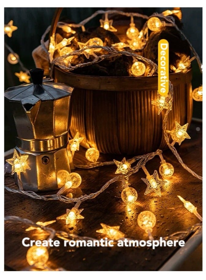 10 متر أضواء خرافية LED، أضواء خيطية خارجية للزينة، زينة غرفة المعيشة تعمل بالبطارية، أضواء زخرفية لزينة عيد الميلاد وزينة رمضان وزينة الشرفة وحفلات التخييم والحدائق والفناء - Image 1