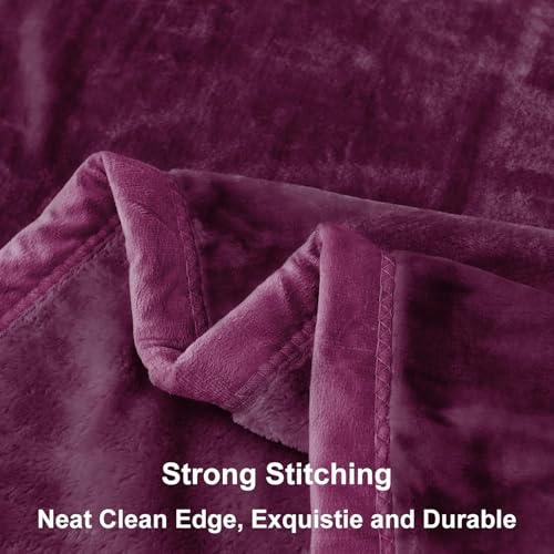 JYK Fleece Plush Bed Blanket Queen Size 79'' x 91'' - Premium Silky Flannel Fleece Blanket 3.5 LB, Lightweight and Fluffy Cozy Plush Comfy Microfiber Fleece Blankets for Couch Sofa Bedroom, Purple - Image 5