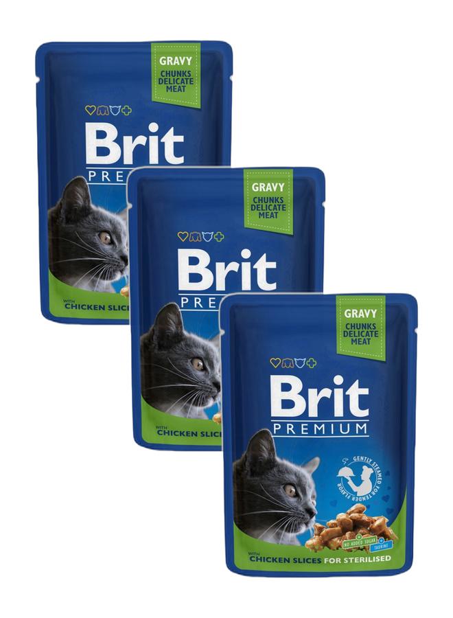 بريت BRIT CAT POUCH 100G CHICKEN SLICES IN GRAVY Bundle 3 pouches - Image 1