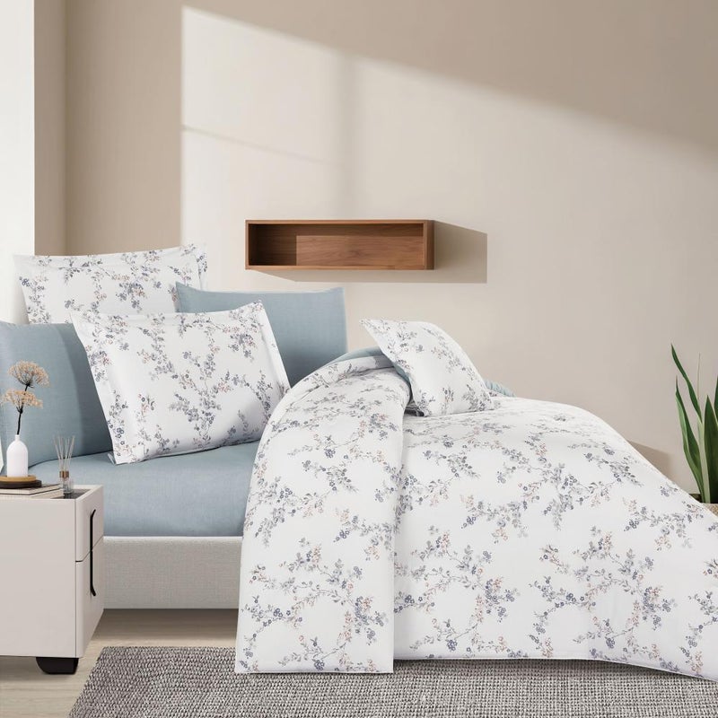 ميلين مفرش قطن صيفي مزدوج 8 قطع - زافيرا - ابيض - رمادي غامق - Image 3