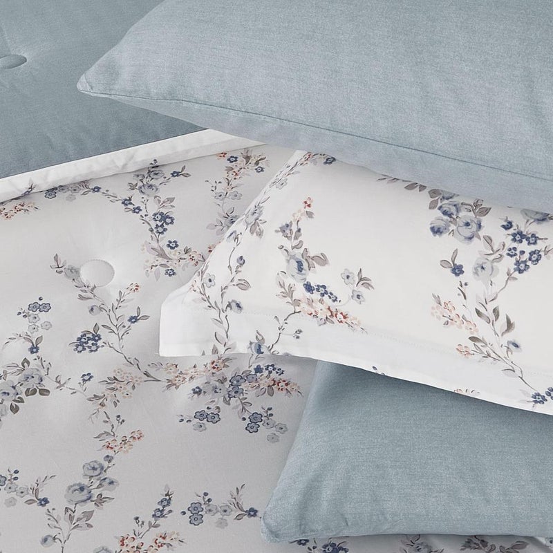 ميلين مفرش قطن صيفي مزدوج 8 قطع - زافيرا - ابيض - رمادي غامق - Image 4