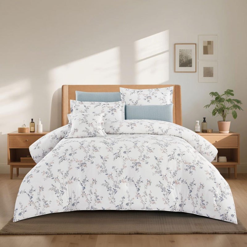 ميلين مفرش قطن صيفي مزدوج 8 قطع - زافيرا - ابيض - رمادي غامق - Image 2