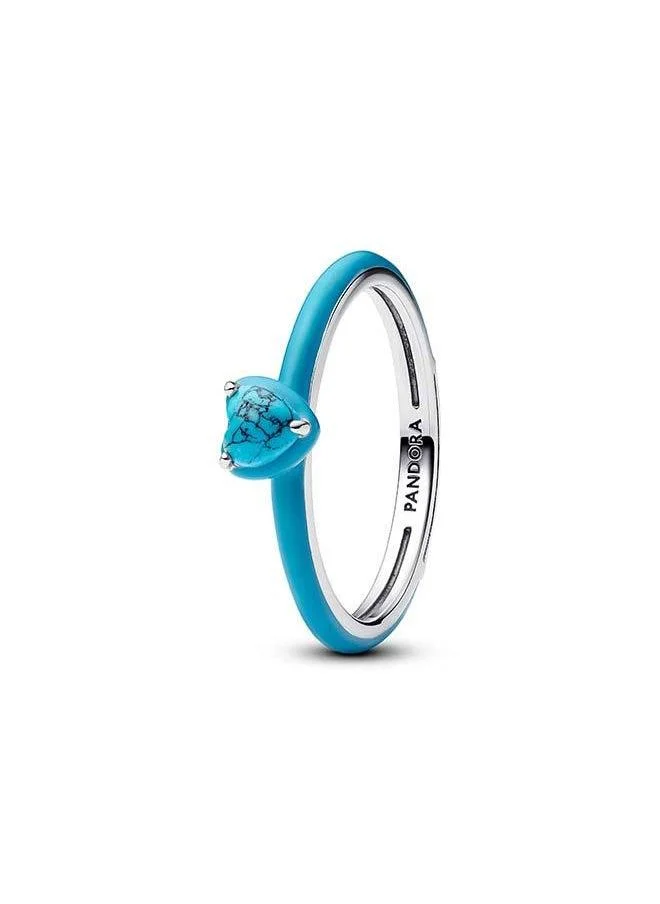 باندورا Turquoise-coloured Heart Stone Ring