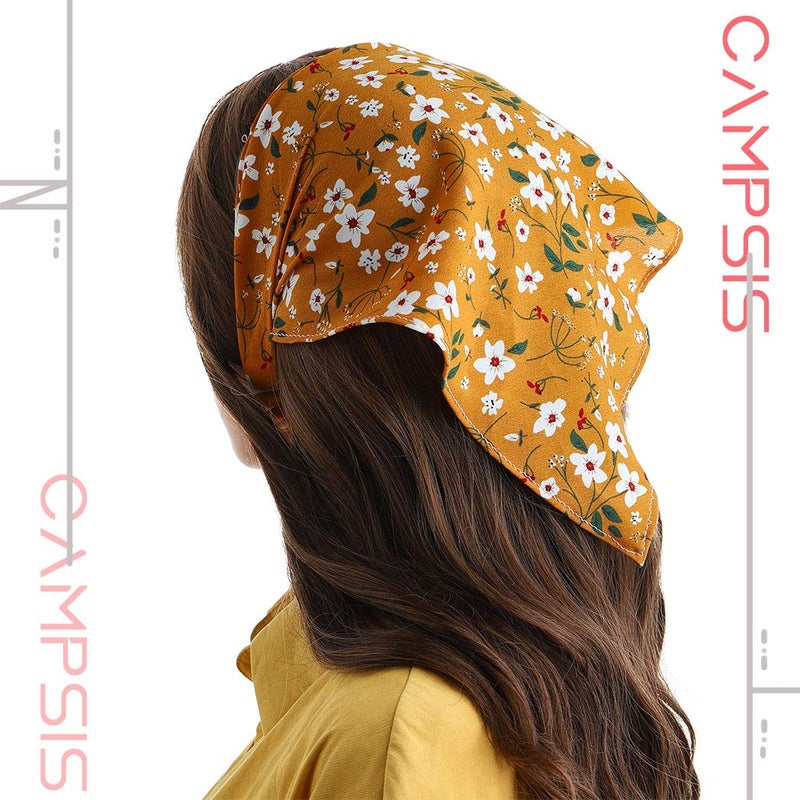 Campsis Campsis Bobo Floral Headwrap Hair Scarf Headbands Elastic Yellow Print Turband Headwrap Paisley Hair Kerchief Bandans for Women and GirlsPack of 4 - Image 3