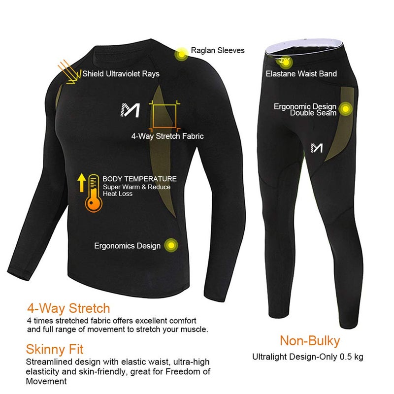 MEETYOO Thermal Underwear for Men, Winter Gear Long Johns Base Layer Top and Bottom Set for Skiing Running - Image 2