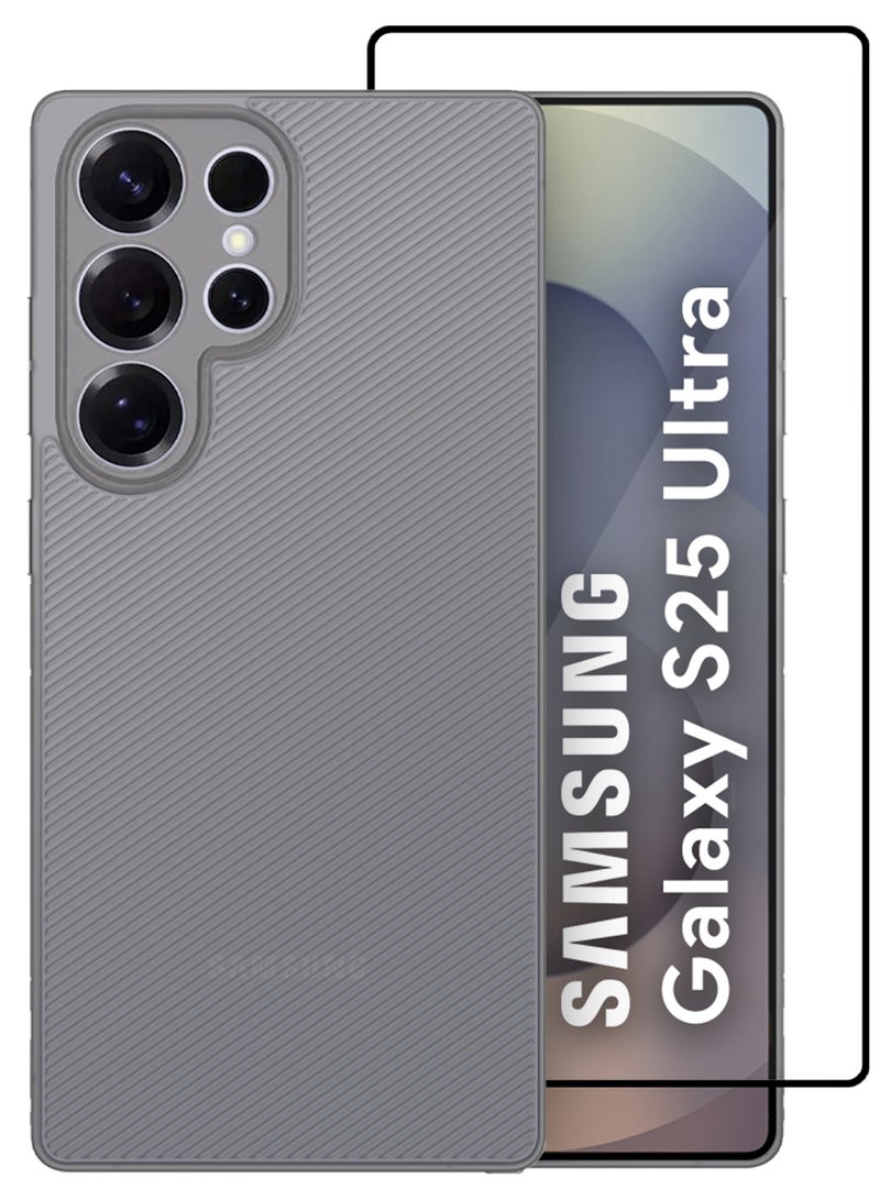 عبوة 2 من غلاف Air Skin لجهاز Galaxy S25 Ultra تصميم غلاف خلفي متين وقوي رقيق للغاية حماية من السقوط غلاف شفاف - أسود - Image 2