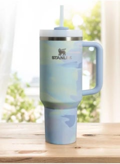 Adventure Quencher H2.0 40Oz 1.18L Cool Serene Brushstroke, Stainless Steel Vacuum Insulated Tumbler With Lid & Straw, Keeps Drinks Hot/Cold For Hours, Leakproof, Durable & Portable