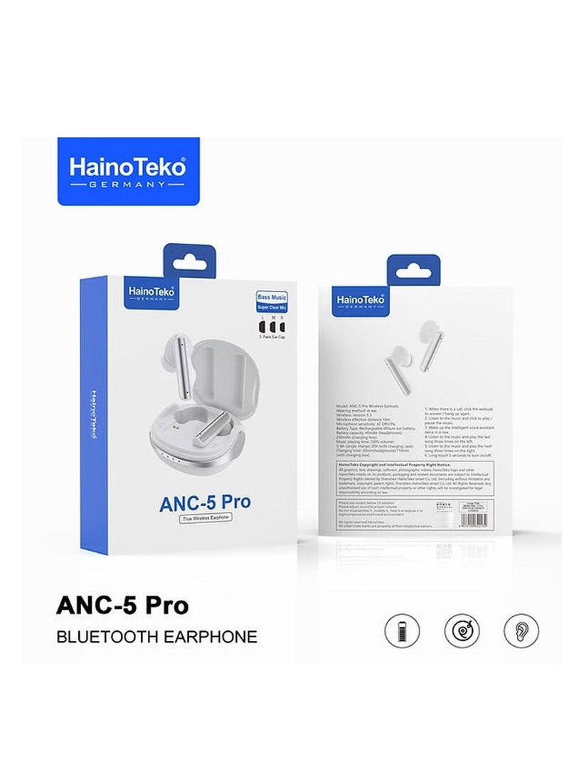 Haino Teko - Haino Teko Germany ANC-5 Pro Bluetooth Earbuds With HD Mic and Touch Control Designed For iPhone 12 - Image 1