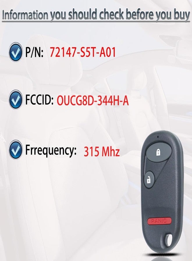 SUPALAND مفتاح تحكم عن بعد للدخول بدون مفتاح، متوافق مع هوندا إليمينت موديلات 2004-2011، وهوندا سيفيك (فئة SL فقط) موديلات 2002-2005، وCR-V، بديل لجهاز التحكم عن بعد OUCG8D-344H-A 72147-S5T-A01 - Image 2