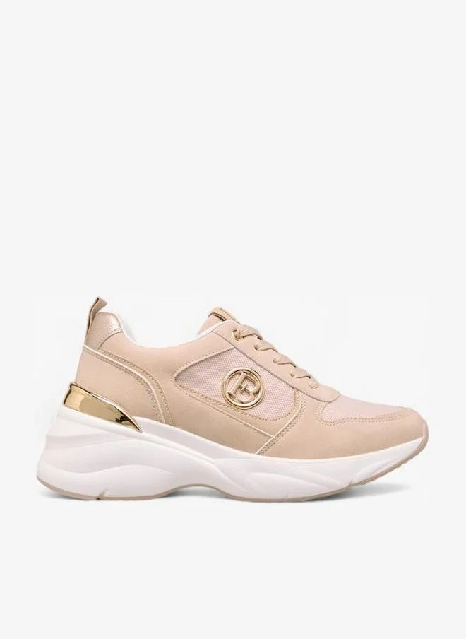 Flora Bella By Shoexpress BEIGE Women Logo Accent Sneakers with Lace-Up Closure for Women | Best Price UAE