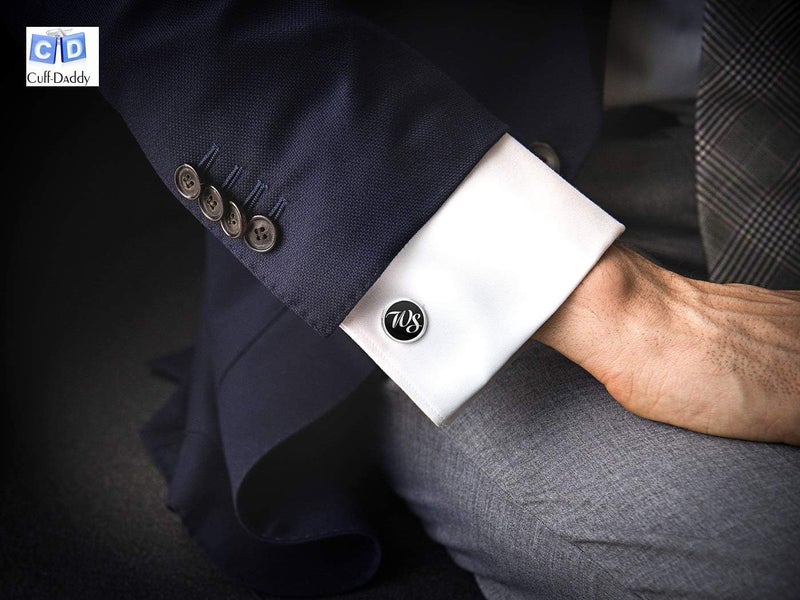 Cuff-Daddy Mens Black Onyx Spring-Back Tuxedo Cufflinks Studs Formal Set with Presentation Gift Box - Image 4
