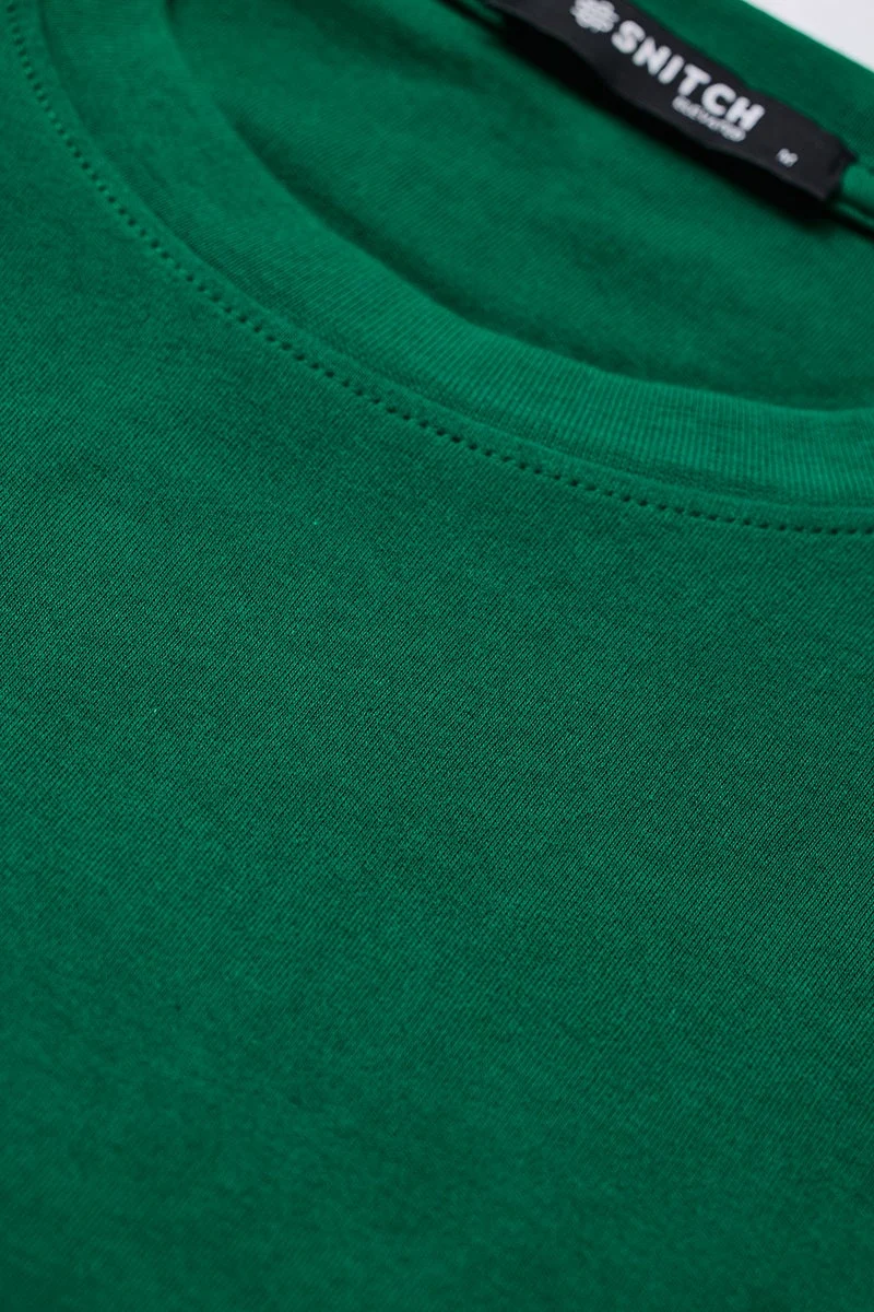 سنيتش Dark Green Graphic Half Sleeve Oversized Streetwear T-Shirt