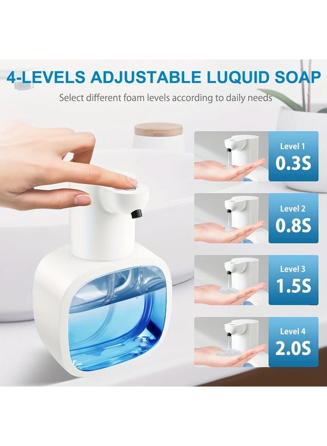White Automatic Foam Soap Dispenser Touchless USB Rechargeable Wall Mount - Image 2