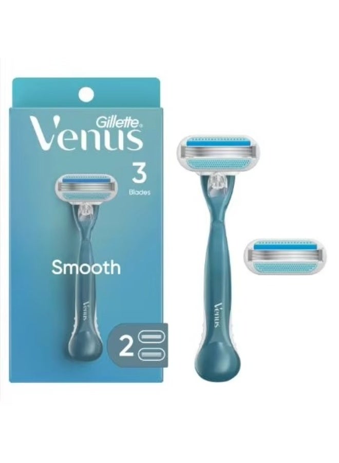 Gillette Venus Smooth 3 Blades Women Razor Hair Removal Shaving Razor for Smooth Skin with Comfort Grip Handle