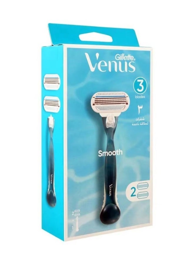 ماكينة حلاقة فينوس سموث بثلاث شفرات لإزالة الشعر للسيدات تمنح بشرة ناعمة بمقبض مريح - Image 2
