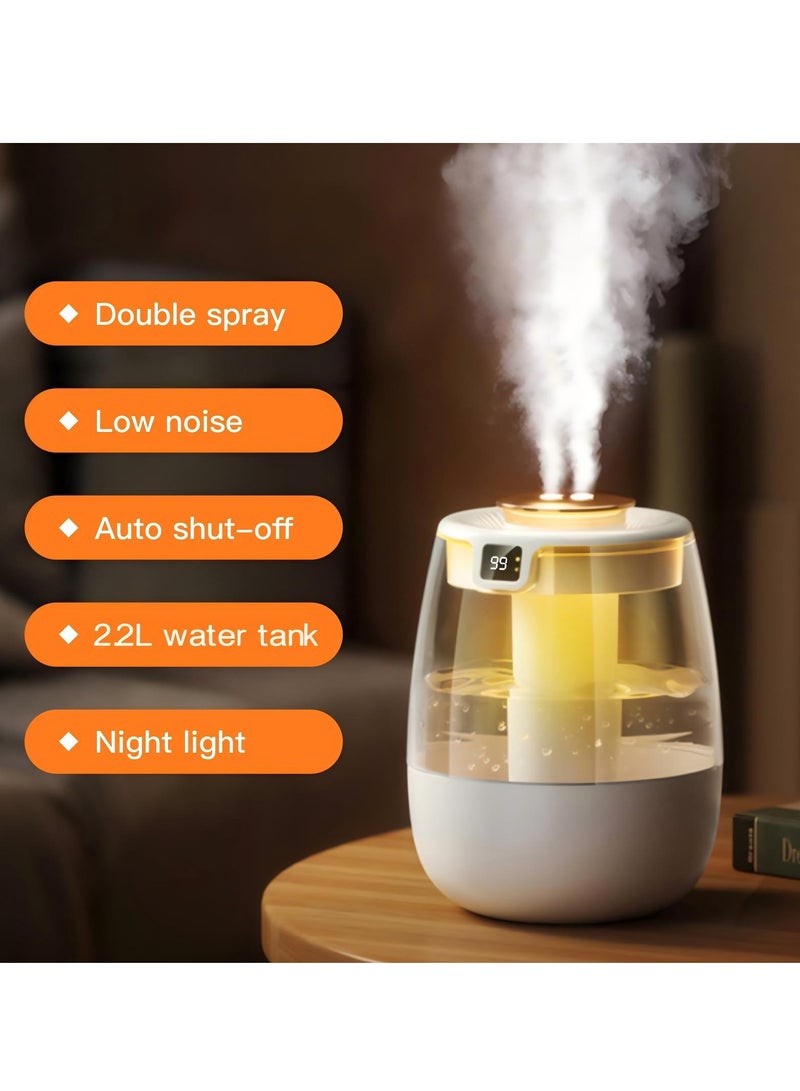 TELANPU Double Spray Air Humidifier for Bedroom, 2.2L Quiet Cool Mist Humidifier for Plants Dorm Room Office Home Car Personal Humidificador with Digital Display 3 Mist Modes & Night Light - Image 2