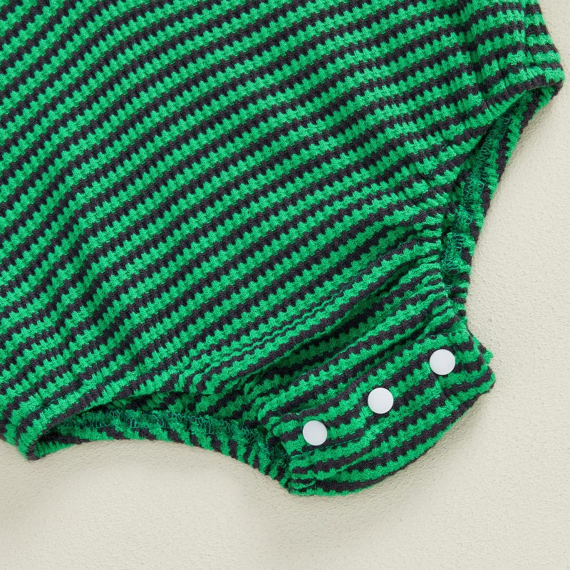 BeQeuewll My First St Patricks Day Baby Boy Outfit Infant Stripe Romper Clover Embroidery Overalls Pants Set Newborn Outfits (St Patricks, 3-6 Months) - Image 4