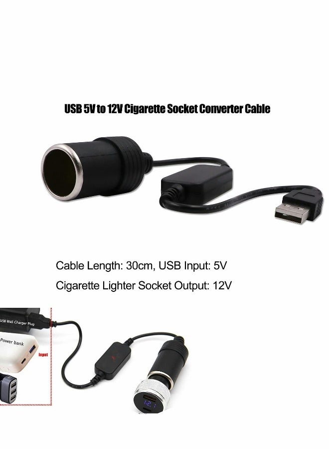 Generic USB to 12V Car Cigarette Lighter Socket, Step-Up Converter Cable Inverter  - Image 2