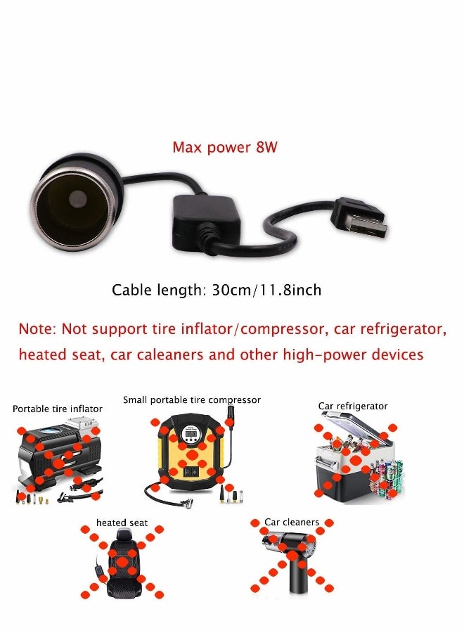 Generic USB to 12V Car Cigarette Lighter Socket, Step-Up Converter Cable Inverter  - Image 3
