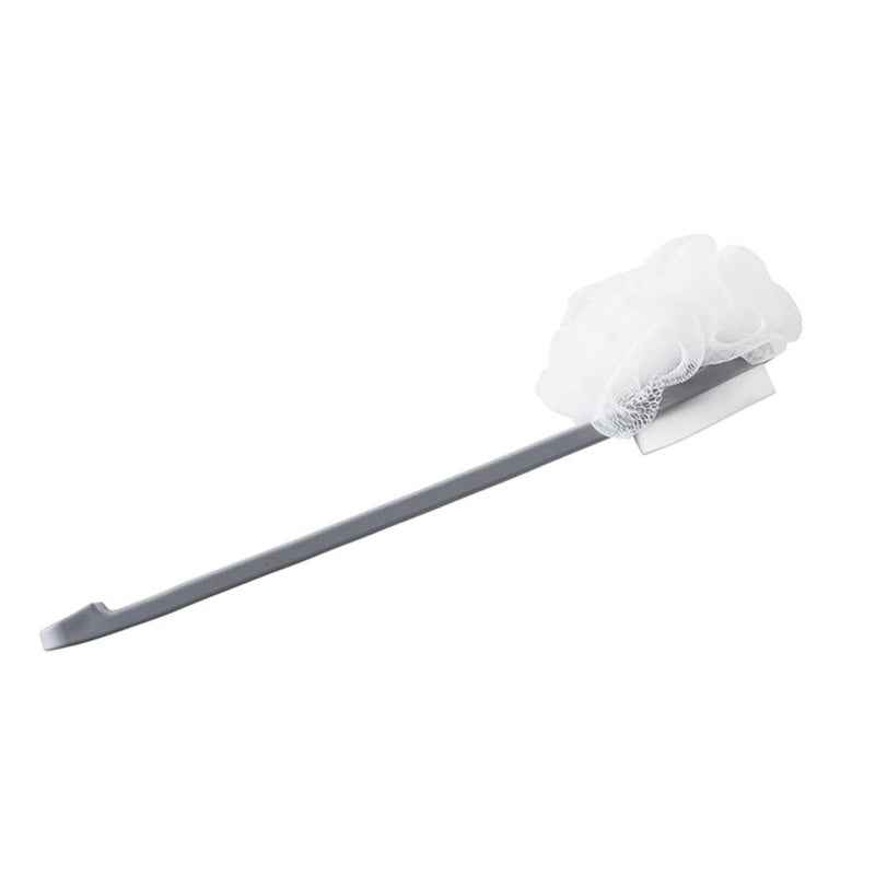 Long Handle Dual Sided Back Scrubber Shower Brush Gray Exfoliating Deep Cleansing Body Wash - Image 2